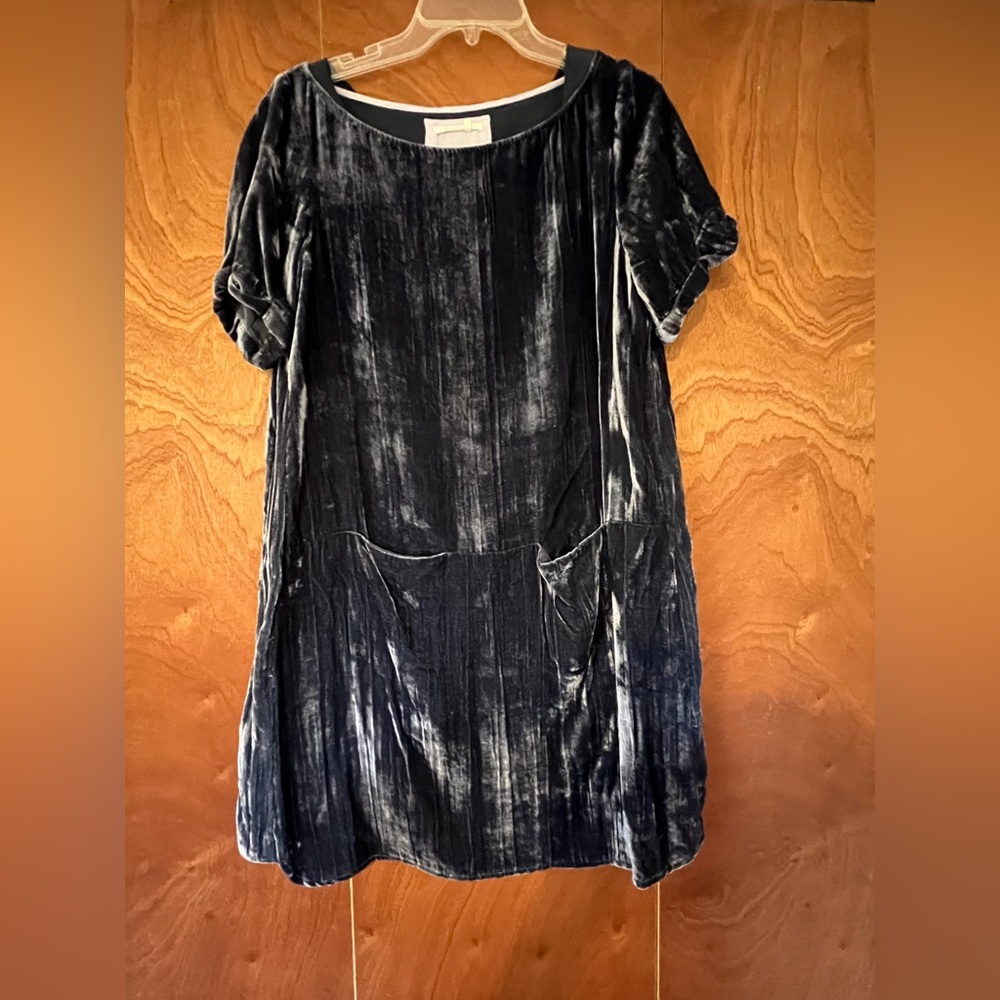 Anthropologie blue velvet dress